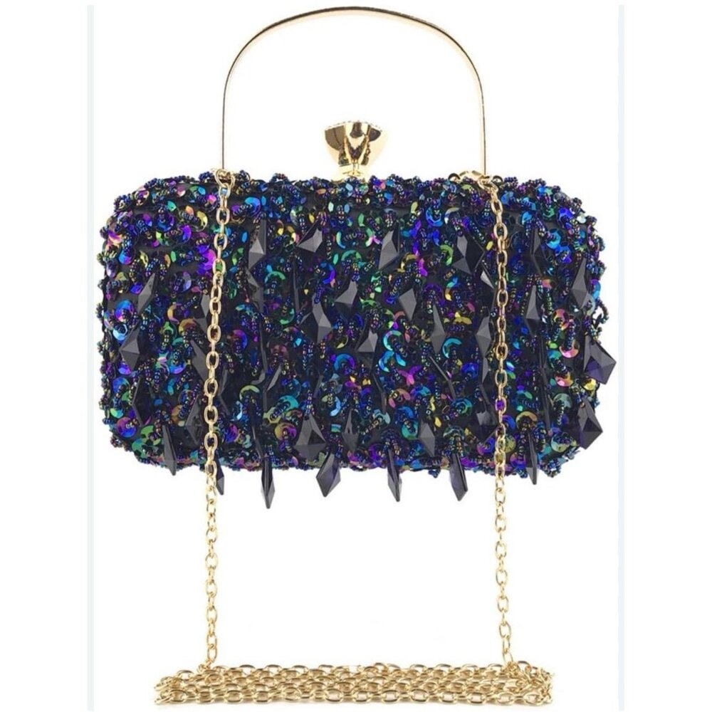 UBORSE Evening Clutch Shoulder Handbag NEW in Box Crystals Beads Sequin Formal - Picture 2 of 15